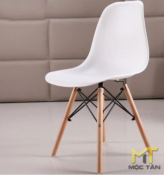 Ghế Cafe Eames DSW chân gỗ - GC02 - màu trắng